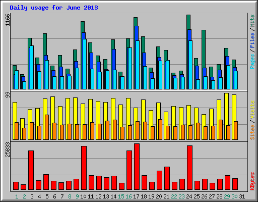 Daily usage for June 2013