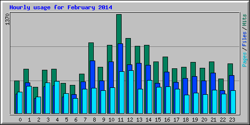Hourly usage for February 2014